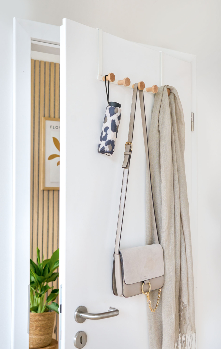 Cuier de usa Zeller, metal/lemn, 38x8x18 cm, alb [3]