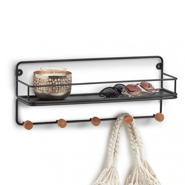 Cuier Zeller-Wood Steel, metal/bambus, 45x11.8x18 cm, negru [4]