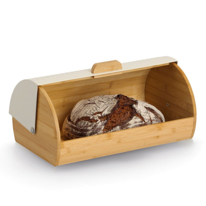Cutie paine Zeller, bambus/metal, 36x21x17 cm, crem/maro [2]