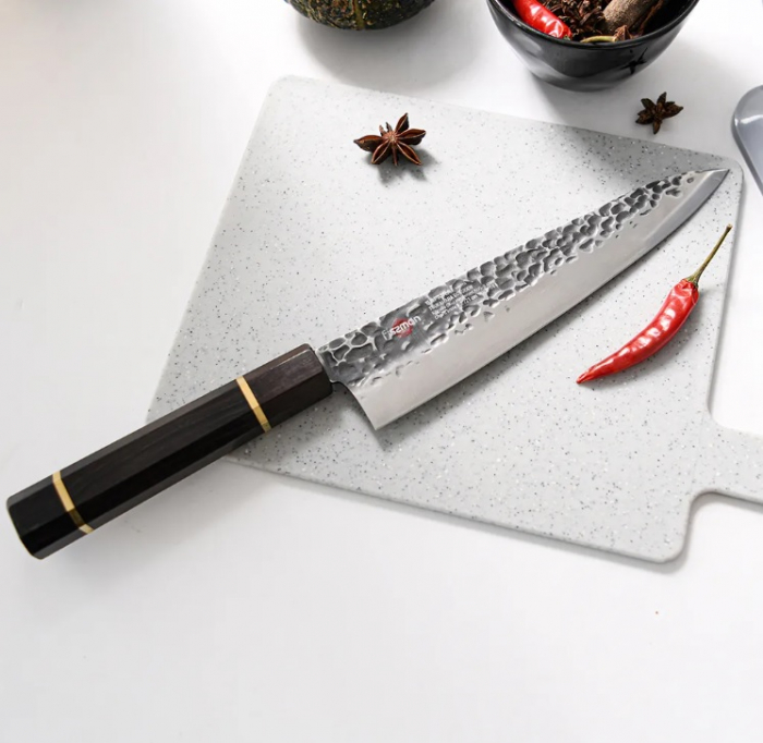 Fissman-Kensei Bokuden Chef's Knife, AUS-8 steel, 21 cm, silver/brown [4]
