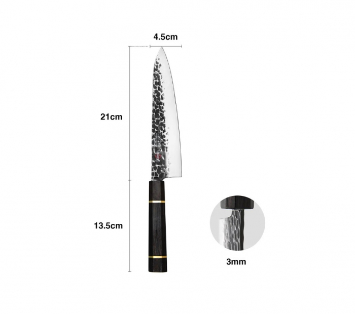Fissman-Kensei Bokuden Chef's Knife, AUS-8 steel, 21 cm, silver/brown [2]