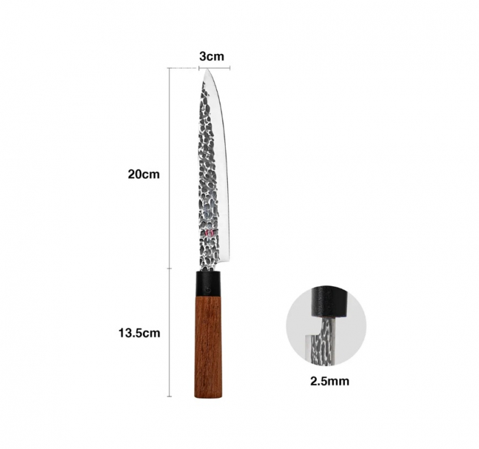 Cutit feliat Fissman-Kensei Ittosai, otel AUS-8, 20 cm, argintiu/maro [2]