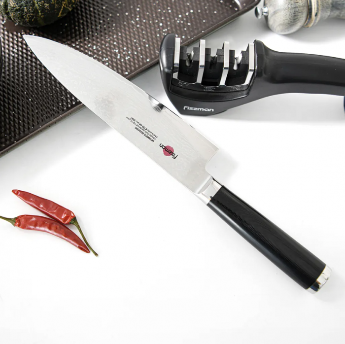 Fissman-Kensei Musashi chef's knife, 67-layer Damascus steel, 20 cm, silver/black [2]
