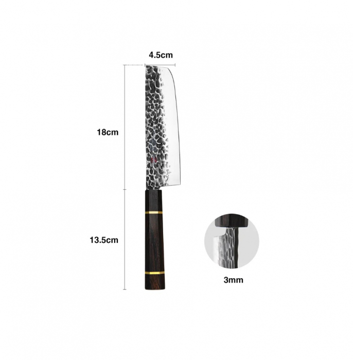 Cutit Nakiri Fissman-Kensei Bokuden, otel AUS-8, 18 cm, argintiu/maro [2]