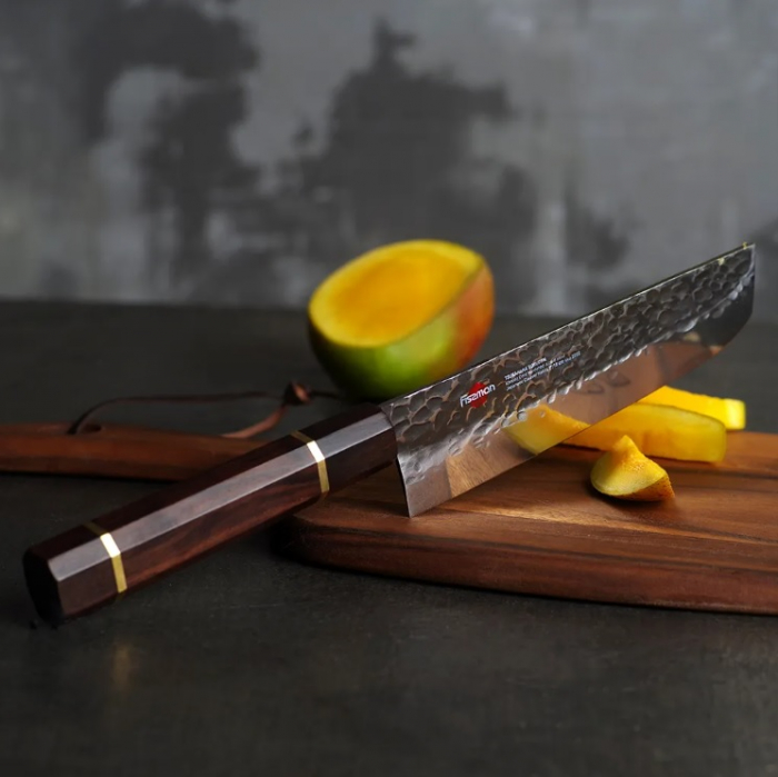 Cutit Nakiri Fissman-Kensei Bokuden, otel AUS-8, 18 cm, argintiu/maro [5]