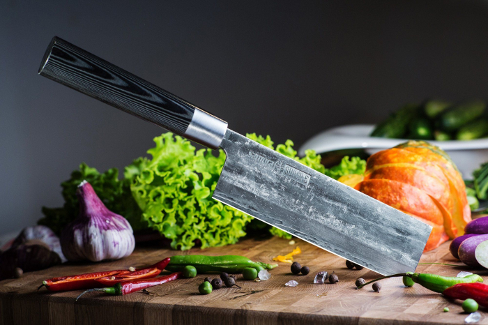 Samura-Super5 nakiri knife, Damascus steel, 17.1 cm, silver/black [7]