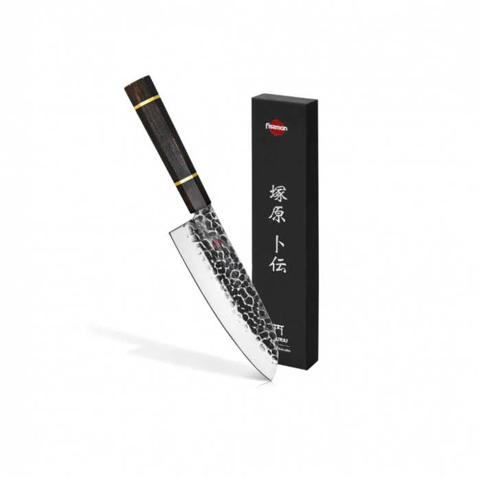 Cutit Santoku Fissman-Kensei Bokuden, otel AUS-8, 15 cm, argintiu/maro [2]