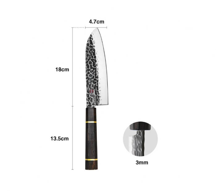 Cutit Santoku Fissman-Kensei Bokuden, otel AUS-8, 18 cm, argintiu/maro [2]