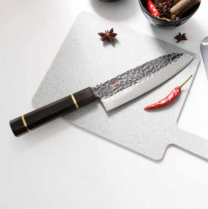 Cutit Santoku Fissman-Kensei Bokuden, otel AUS-8, 18 cm, argintiu/maro [3]