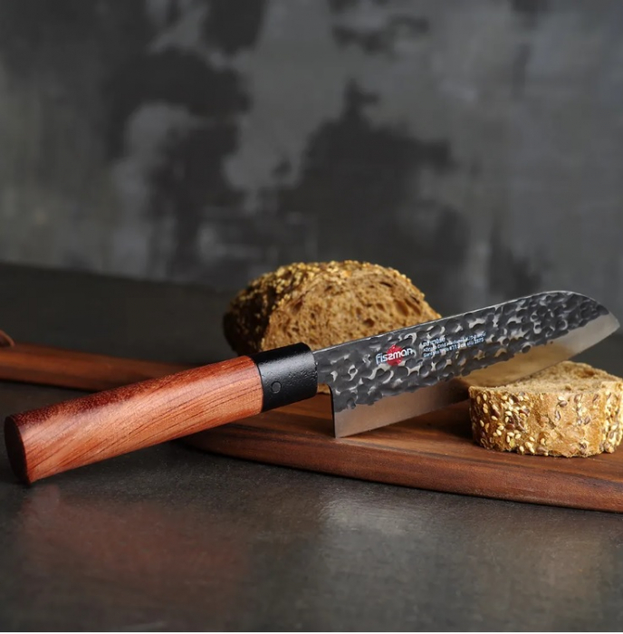 Cutit santoku Fissman-Kensei Ittosai, otel AUS-8, 15 cm, argintiu/maro [4]