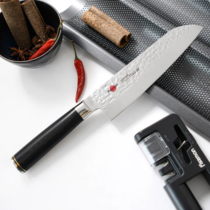 Cutit Santoku Fissman-Kensei Kojiro, otel AUS-8, 18 cm, argintiu/negru [3]