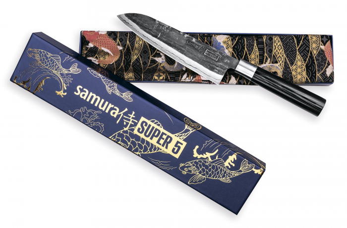 Samura-Super5 santoku knife, Damascus steel, 18.2 cm, black/silver [2]