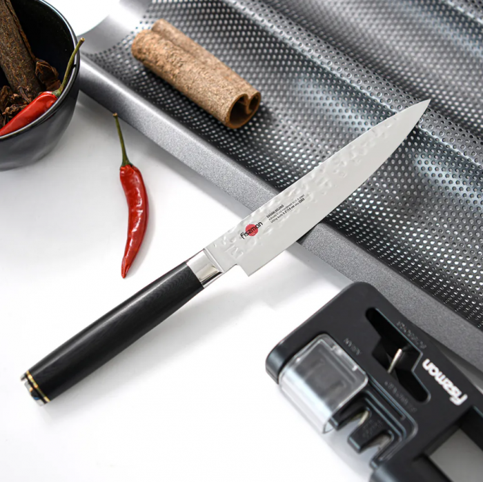 Fissman-Kensei Kojiro utility knife, AUS-8 steel, 14 cm, silver/black [2]