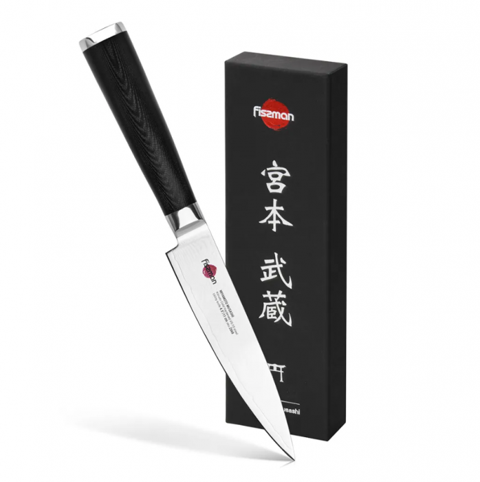 Fissman-Kensei Musashi utility knife, 67-layer Damascus steel, 11 cm, silver/black [3]