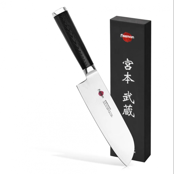 Fissman-Kensei Musashi santoku knife, 67-layer Damascus steel, 17 cm, silver/black [3]