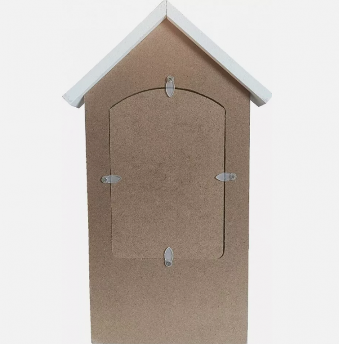 Decoratiune perete cu oglinda si sertar Excellent Houseware, lemn, 17.5x9x30 cm, maro/alb [3]