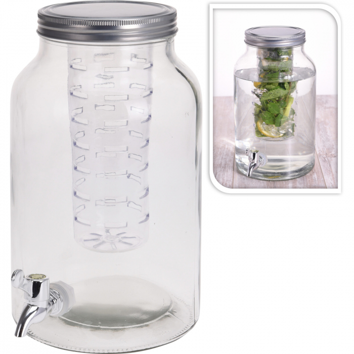 Dispenser bauturi racoritoare Koopman-Excellent Houseware, sticla, 12.5x30.5 cm, transparent [2]