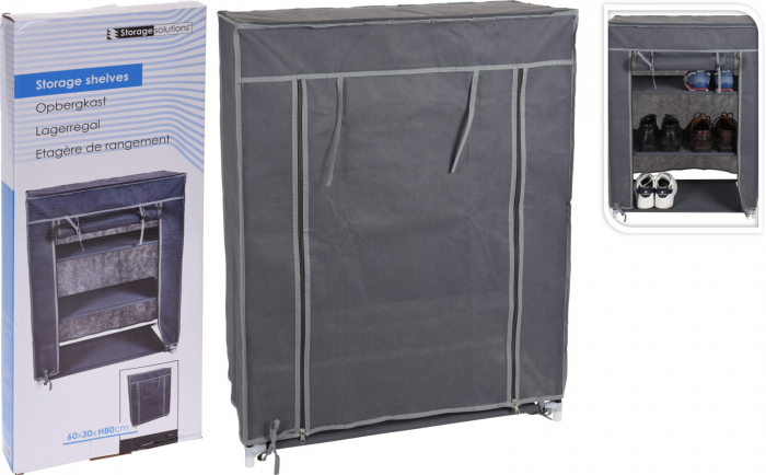 Dulap cu 3 rafturi Excellent Houseware, poliester, 60x30x80 cm, gri [4]
