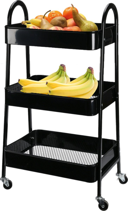 Dulap mobil bucatarie Excellent Houseware, metal, 44x32x80 cm, negru [1]