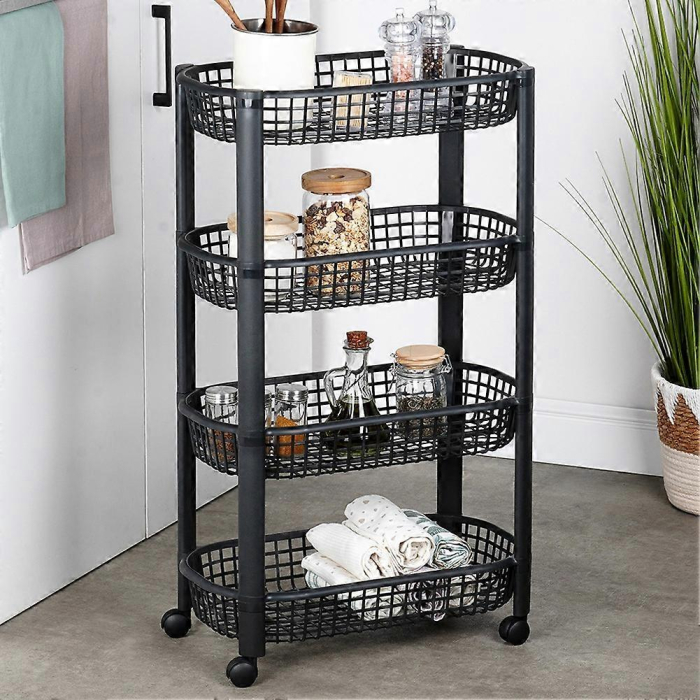 Dulap mobil bucatarie Excellent Houseware, plastic, 46x26x79 cm, negru [3]