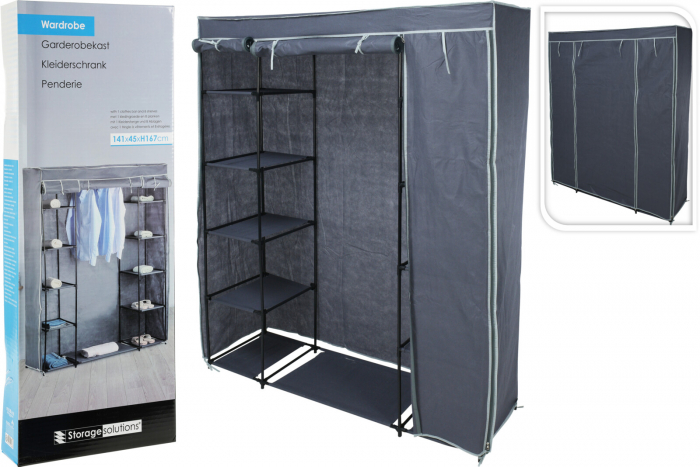 Dulap mobil Excellent Houseware, poliester/metal, 141x45x167 cm, gri [4]