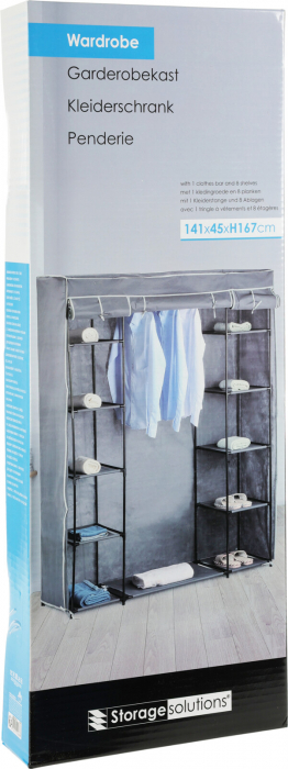 Dulap mobil Excellent Houseware, poliester/metal, 141x45x167 cm, gri [3]