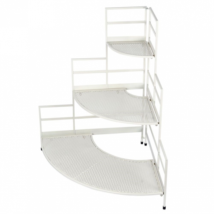 Etajera de colt pentru plante Koopman, metal, 84x60x84 cm, alb [6]