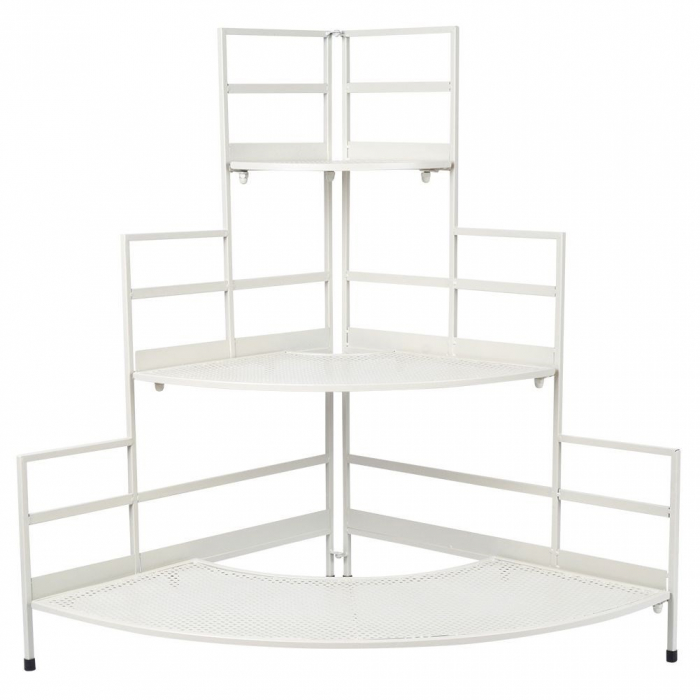 Etajera de colt pentru plante Koopman, metal, 84x60x84 cm, alb [3]