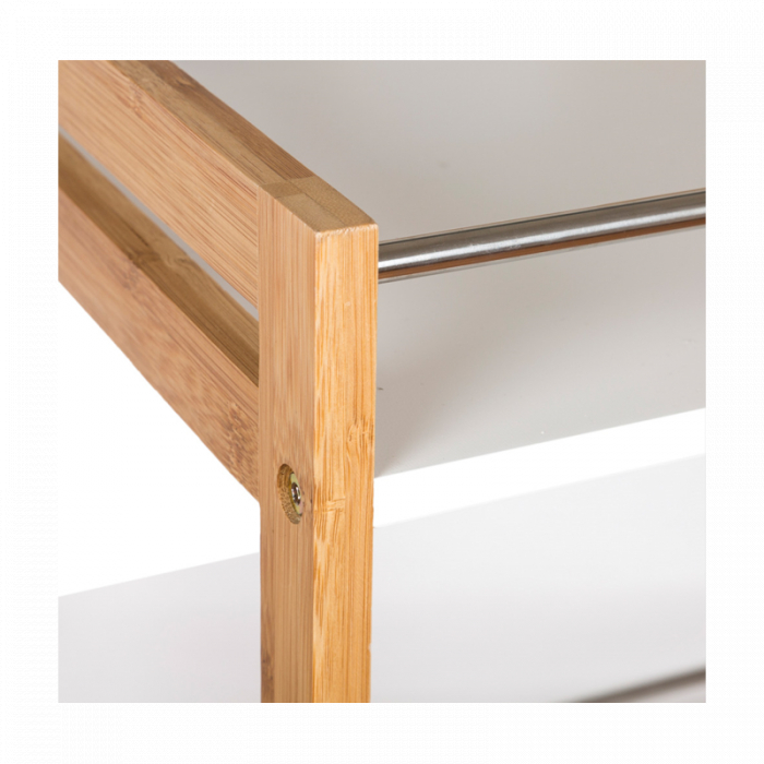 Etajera mobila bucatarie Excellent Houseware, MDF/bambus, 51x30x80 cm, maro/alb [4]