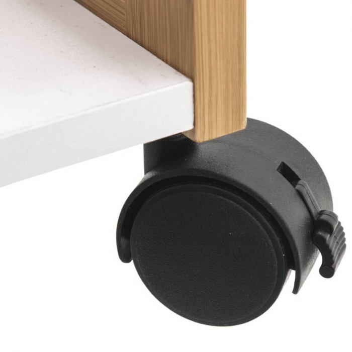 Etajera mobila bucatarie Excellent Houseware, MDF/bambus, 51x30x80 cm, maro/alb [3]