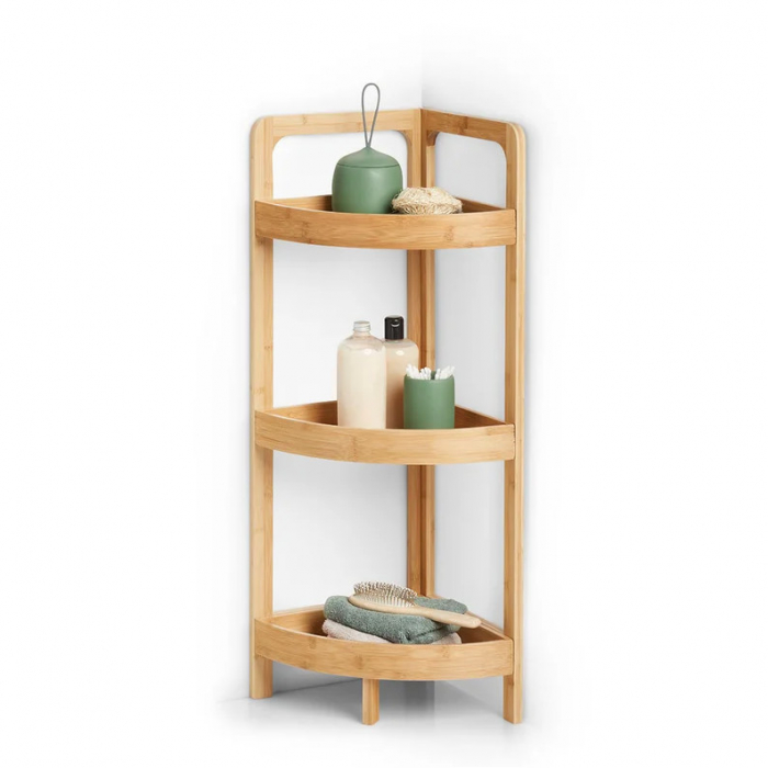 Etajera universala de colt Zeller, bambus, 29x29x85, maro [4]