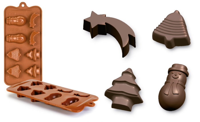 Forma bomboane ciocolata Ibili-Flexible Chocolate, silicon, 10.5x21x2.5 cm, maro [2]