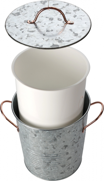 Frapiera gheata cu capac Excellent Houseware, zinc, 20x21 cm, 3.3 l, argintiu [2]