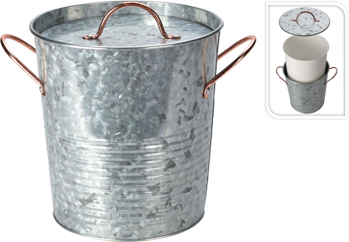 Frapiera gheata cu capac Excellent Houseware, zinc, 20x21 cm, 3.3 l, argintiu [3]