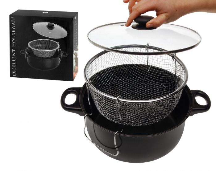 Friteuza Excelent Houseware-Basic, otel carbon, 21x9 cm, 3.5 l, negru [3]