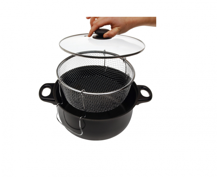 Friteuza Excelent Houseware-Basic, otel carbon, 21x9 cm, 3.5 l, negru [2]