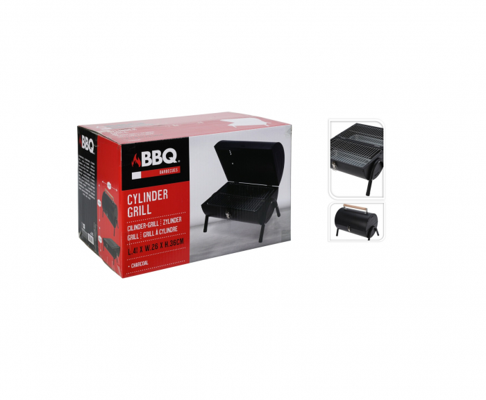 Cylindrical BBQ grill, metal, 41x26x36 cm, black [2]