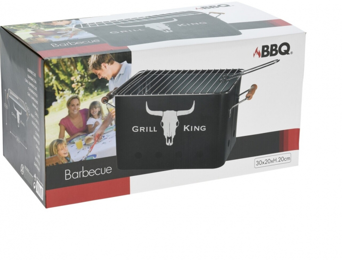 Gratar rectangular BBQ-Grill King, zinc, 32x20x20 cm, negru [2]