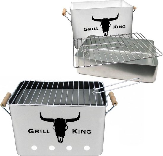 Gratar rectangular BBQ-Grill King, zinc, 32x20x20 cm, argintiu [2]