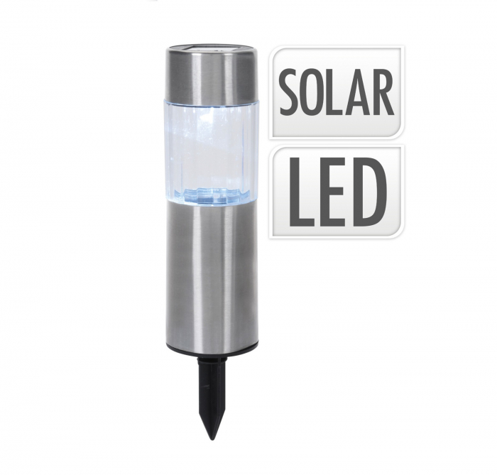 Lampa iluminat solar Pro Garden, otel inoxidabil/sticla, 15x 4.5 cm, argintiu [2]