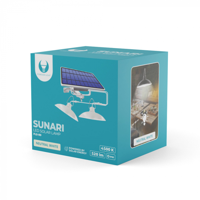 Lampa solara led TFO, dubla, 520 lm, 6W, 4500K, 5500mAh, alb [2]