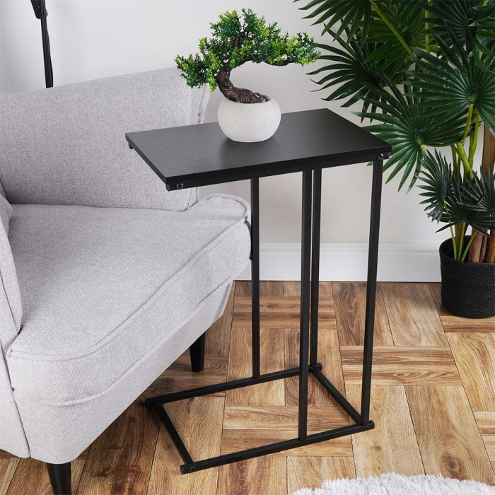 Masa laterala Home&Styling Collection, metal/lemn, 58x26x40 cm, negru [5]