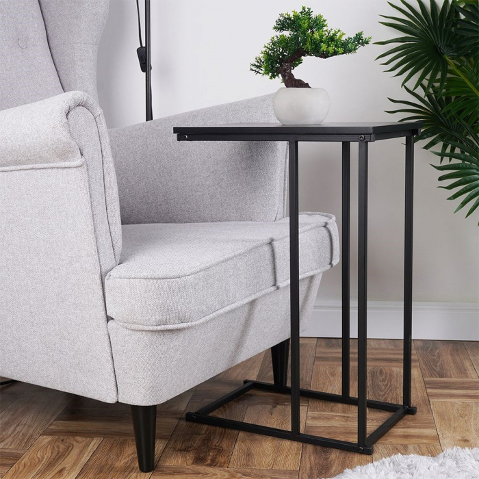 Masa laterala Home&Styling Collection, metal/lemn, 58x26x40 cm, negru [6]