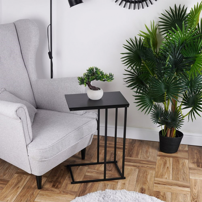 Masa laterala Home&Styling Collection, metal/lemn, 58x26x40 cm, negru [8]
