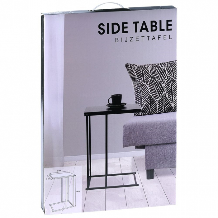 Masa laterala Home&Styling Collection, metal/lemn, 58x26x40 cm, negru [9]