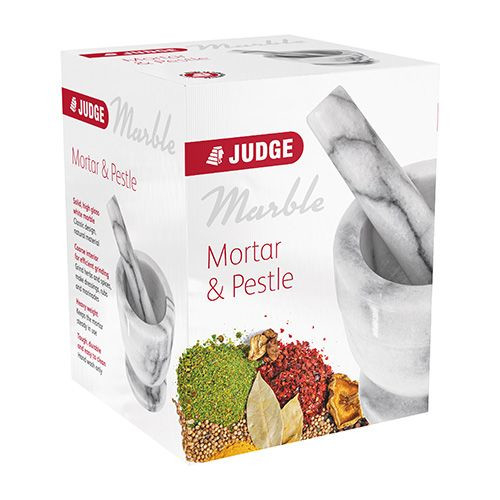 Judge mortar and pestle, marble, 13x11 cm, white/gray [3]