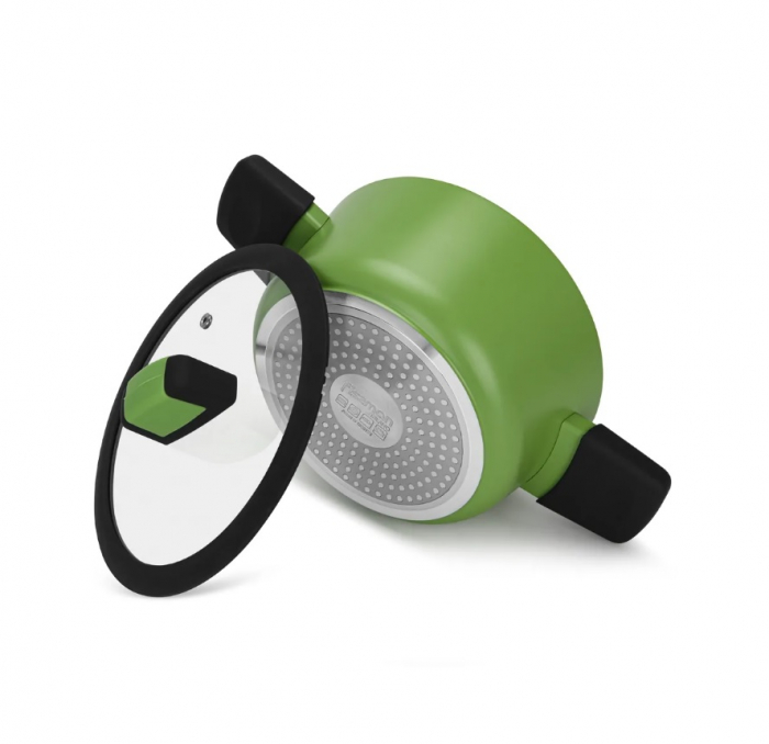 Oala cu capac Fissman-BOOM, aluminiu, 20x10 cm, 2.6 l, verde [4]