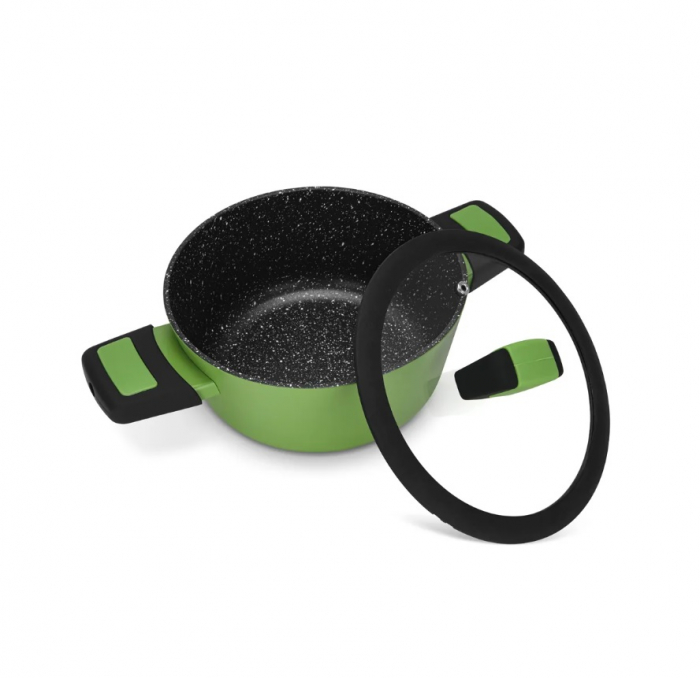 Oala cu capac Fissman-BOOM, aluminiu, 20x10 cm, 2.6 l, verde [3]