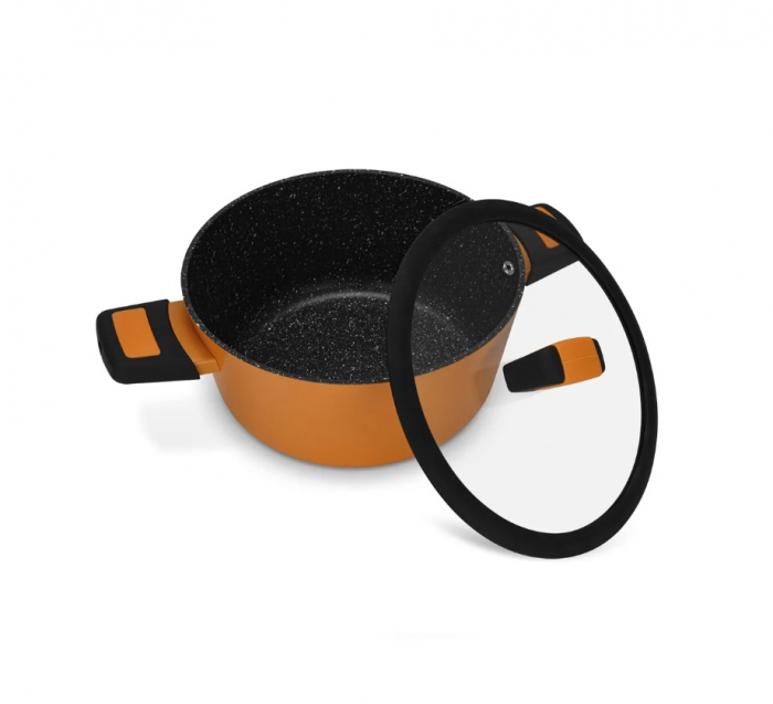 Oala cu capac Fissman-BOOM, aluminiu, 20x10 cm, 2.6 l, portocaliu [3]
