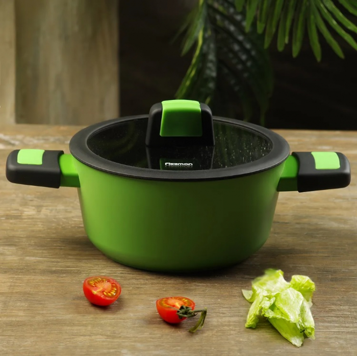 Oala cu capac Fissman-BOOM, aluminiu, 20x10 cm, 2.6 l, verde [5]